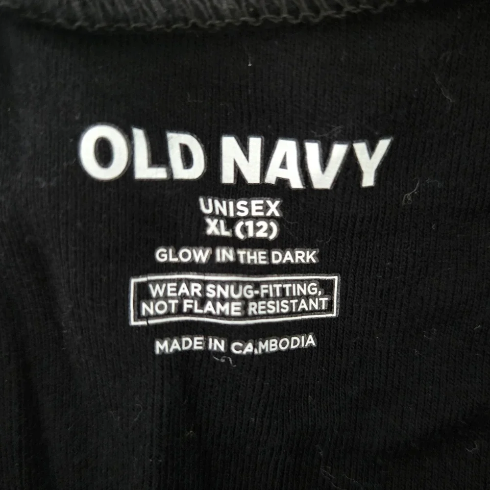 Old Navy Kids Unisex Glow Dark Skeleton Pajamas One‎ Piece Sz XL/12 Costume